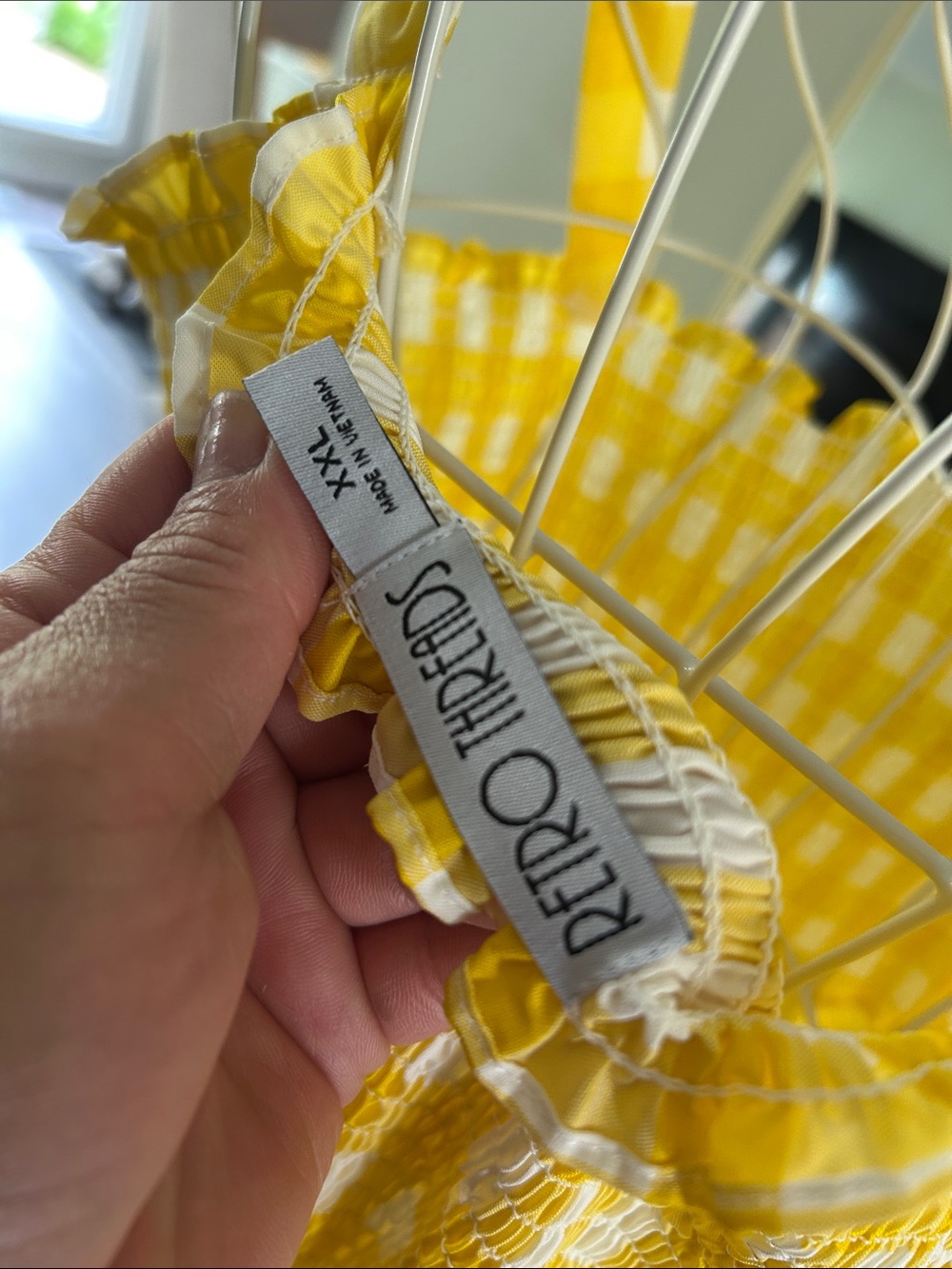 Yellow Gingham Maxi Dress with Smocked Bodice - Picture 7 of 7